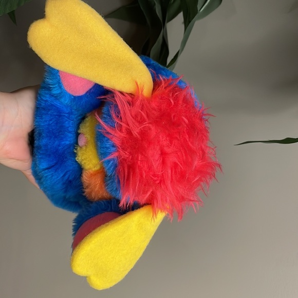 Vintage 1980s Popples FAKIE Plush Toy Bright Blue Stuffie Stuff Animal Neon - Picture 10 of 11